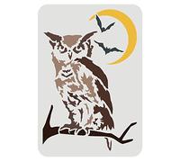 FINGERINSPIRE Night Owl Stencil 29.7x21cm Animal Reusable Painting Stencil Decoration Stencils Large Mylar Template Drawing Templates for Wood, Floor, Wall and Fabric Wood Signs Halloween Home Decor