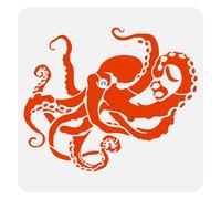 FINGERINSPIRE Octopus Stencil for Painting 30x30cm Plastic PET Flower Octopus Pattern Painting Stencil Reusable Sea Animal Drawing Template Sea Theme Stencil for Home Wall Floor Decoration