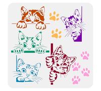 FINGERINSPIRE Peeping Cat Painting Stencil 30x30cm Cat Border Template Hollowed Cute Cats Stencil Large Cat Paw Prints Template Cat Footprint Stencil Animal Theme Template for DIY Crafts