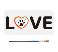 FINGERINSPIRE Pet Love Painting Stencil with Paint Brush 15x30cm Pet Paw Print Drawing Template Love Heart DIY Art Decoration Stencil for Painting on Wood Wall Fabric Furniture