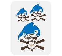 FINGERINSPIRE Pirate Skull Stencils 21x29.7cm Different Sizes Skull Pattern Stencils Reusable Skull Crossbones Stencil Skeleton Theme Stencil for Painting on Wall Wood Canvas Fabric Floor Furniture