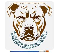 FINGERINSPIRE Pit Bull Stencils with a Paint Brush 30x30cm Pit Bull with Necklace Stencils Fierce Dogs PET Stencils Reusable Pit Bull Face Stencils Animal Theme Dog Head Decoration Template