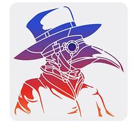FINGERINSPIRE Plague Doctor Crow Painting Stencil 11.8x11.8inch Raven Pattern Drawing Template Reusable Black Plague Wall Painting Stencil DIY Craft for Painting on Wall Wood Furniture