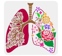 FINGERINSPIRE Plant Lungs Painting Stencil 30x30cm Decorative Floral Lungs Stencil Branch Flower Leaves Pattern Lungs Design Stencil for Painting on Wood Wall Furniture DIY Craft Decoration