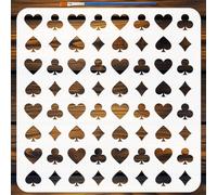 FINGERINSPIRE Playing Card Suits Stencil 30x30cm with a Brush Clubs Diamonds Spades Hearts Stencils Reusable Square Plastic PET Drawing Template for DIY Wood Furniture Home Decoration