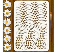 FINGERINSPIRE Point-like Wave Geometry Stencil With 1Pc Brush 21x29.7cm Dot Design Painting Stencil Wave Geometry Template Floral Theme Template for Painting on Wood Wall Furniture DIY Home Decoration