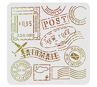 FINGERINSPIRE Postal Stencils Decoration Template 30x30cm Plastic Post New York Words Reusable Stencils for Painting on Wood, Floor, Wall and Fabric