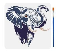 FINGERINSPIRE Realistic Elephant Stencil with a Brush 30x30cm Wild Animal Pattern Painting Stencil Large Jungle Styles Templates Reusable PET Templates for Home Decor DIY Craft Projects