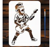 FINGERINSPIRE Rock Anthropomorphic Monkey Stencil with Paint Brush 21x29.7cm Banksy Monkey Stencil Banksy Theme Template for Painting on Wood Wall Fabric Furniture DIY Home Decoration