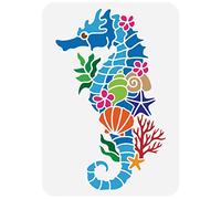 FINGERINSPIRE Seahorse Stencil 21x29.7cm Reusable Seahorse Sea Shell Starfish Coral Drawing Template Summer Ocean Theme Marine Life Stencil for Painting on Wall, Wood, Fabric and Furniture