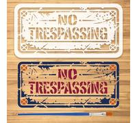 FINGERINSPIRE Signboards Painting Stencil with Paint Brush 15x30cm No Trespassing Drawing Template Reusable Phrase Logo Stencil DIY Crafts Sign Theme Template for Painting on Wood Furniture