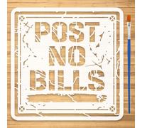 FINGERINSPIRE Signboards Painting Stencil with Paint Brush 30x30cm Square Post No Bills Drawing Template Reusable Phrase Logo Stencil Sign Theme Template for Painting on Wood Fabric Clothes
