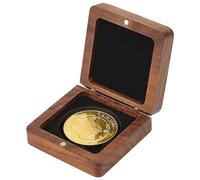 FINGERINSPIRE Single Wood Challenge Coin Presentation Display Gift Box With Black Velvet Inside 40mm Coin Storrage Box Magnetic Clasp Medal Display Case Commemorative Coin Holders for Collectors
