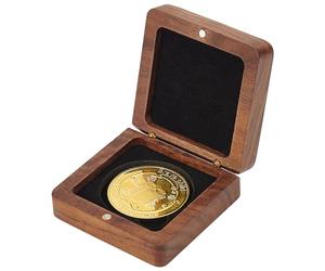 FINGERINSPIRE Single Wood Challenge Coin Presentation Display Gift Box With Black Velvet Inside 40mm Coin Storrage Box Magnetic Clasp Medal Display Case Commemorative Coin Holders for Collectors