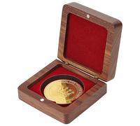 FINGERINSPIRE Single Wood Challenge Coin Presentation Display Gift Box With Dark Red Velvet Inside 40mm Coin Storrage Box Magnetic Clasp Medal Display Case Commemorative Coin Holders for Collectors