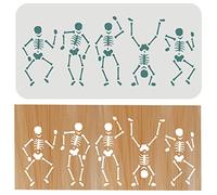 FINGERINSPIRE Skeleton Dancer Stencil 30x15cm Halloween Stencil for Painting Skulls, Reusable Dancing Skeletons Stencils Template for Wall Border, Furniture, Wood, Tiles, Home Craft Decor