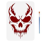 FINGERINSPIRE Skull Face Stencil for Painting with a Paint Brush 21x29.7cm Scary Skull Stencil A Fierce Skull Drawing Template Plastic Skull Skeleton Stencil Skull Theme Template for Home Decor