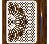 FINGERINSPIRE Spiral Matrix Stencil with Paint Brush 8.3x11.7inch Reusable Swirl Pattern Drawing Template Line Art Tempplate for Painting on Wood Wall Fabric Furniture DIY Home Decoration