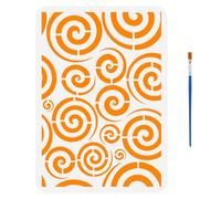 FINGERINSPIRE Spirals Painting Stencil with 1Pc Plastic Paint Brush 8.3x11.7inch Reusable Swirl Pattern Drawing Template Line Art Endless Connections Swirls Repetition Stencil for Home Wall Decor