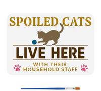 FINGERINSPIRE Spoiled Cat Painting Stencils with Brush 21x29.7cm Plastic PET Words Paw Prints Pattern Drawing Template Hollowed Animal Theme Stencil Cat Silhouette Template for Painting on Wood