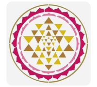 FINGERINSPIRE Sri Yantra Orgonite Painting Stencil 11.8x11.8inch Reusable Triangle Symbol Pyramid Drawing Template DIY Art OM Mandala Stencil for Painting on Wood Wall Fabric Furniture