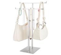 FINGERINSPIRE Stainless Steel Adjustable T-Bar Stand with Double T Design 35-65cm Height Adjustable Countertop Purse Jewelry Holder for Organizer Bags Necklaces Home Store Boutique Retail