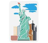 FINGERINSPIRE Statue of Liberty Stencil 8.3x11.7inch American Landmark Statue of Liberty Pattern Painting Template Architecture Theme House Sea Clouds Stencil for Painting on Wood Wall Furniture