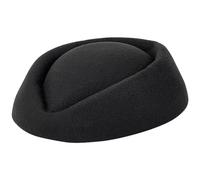FINGERINSPIRE Stewardess Pillbox Hat 21x19.5cm Black Fascinator Base Cap Imitation Wool Air Hostesses Pillbox Hat Cocktail Fascinator Base for Ladies Stage Cosplay Costume Accessories