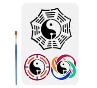 FINGERINSPIRE Stylized Taiji Symbol Painting Stencil 21x29.7cm Yin Yang Symbol Stencil with 1Pc Plastic Paint Brush Chinese Yin Yang Template for Painting on Wall Wood Furniture DIY Home Decoration