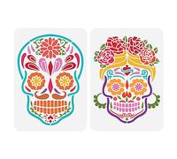 FINGERINSPIRE Sugar Skull Couple Painting Stencil 21x29.7cm Day of the Dead Skull Stencil for DIY Holiday Party Home Decoration