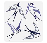 FINGERINSPIRE Swallows Stencil for Painting 30x30cm - Reusable Bird Drawing Template - Spring Theme Craft for Wall, Wood DIY Home Decoration