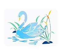 FINGERINSPIRE Swan Stencil 21x29.7 cm Reusable Creative DIY Wild Animal Template Plastic Swan Grass Pattern Painting Stencil Large Stencils for DIY Painting Wall Furniture Crafts Decor