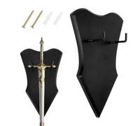 FINGERINSPIRE Sword Display Holder 265x160x15mm Pine Wood Sword Wall Mount Vertical Holder Japanese Style Shield Shape Bracket Samurai Katanas Display Easel with Hardware for Wall Katanas Organization