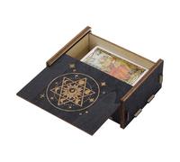 FINGERINSPIRE Tarot Card Box Star of David Design Wooden Storage Tarot Deck Box 11.6x9.2x5.1CM Moon Star Printed Card Holder for Jewelry Crystals Fortune Telling Cards Home Decor