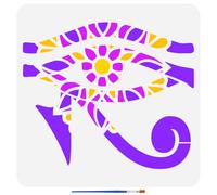 FINGERINSPIRE The Eye of Horus Stencils 30x30cm Mandala Stencils with a Paint Brush Mandala Eye PET Stencils Creative Eye Decoration Stencils Egyptian Theme Template for Wall Floor Wood Furniture