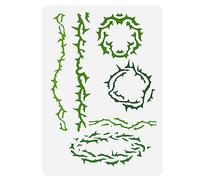 FINGERINSPIRE Thorns Painting Stencil 8.3x11.7inch Large Thorny Undergrowth Stencil for Painting Plastic PET Thorns Circle Drawing Template Plant Theme DIY Stencil Painting On Wood Canvas Fabric