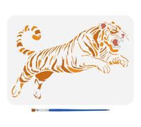 FINGERINSPIRE Tiger Painting Template with Brush 29.7x21cm Wildlife Themed Large Swooping Tiger Reusable DIY Art Craft Stencil Animal Stencils for Home Wall Decor