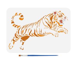 FINGERINSPIRE Tiger Painting Template with Brush 29.7x21cm Wildlife Themed Large Swooping Tiger Reusable DIY Art Craft Stencil Animal Stencils for Home Wall Decor