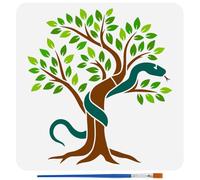 FINGERINSPIRE Tree and Snake Stencil with a Brush, 30x30cm Tree of Life Stencil Template Plastic Snake Painting Stencils Reusable Home Decoration Stencils for Painting on Wood Wall Fabric