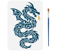 FINGERINSPIRE Tribal Dragon Stencils with a Brush 29.7x21cm Reusable Pterodactyl Stencils PET Flying Dragon Decoration Stencil Dragon Pattern Stencil Animal Themes Template for Wood Wall Fabric