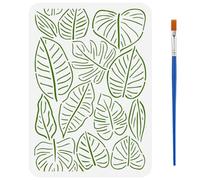 FINGERINSPIRE Tropical Leaf Outline Decoration Stencil with 1Pc Plastic Paint Brush 21x29.7cm Reusable Tropical Leaf Pattern Infinite Connection Stencil for Painting on Wood Wall Fabric Furniture