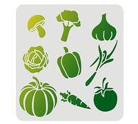 FINGERINSPIRE Vegetable Stencil 30x30cm Reusable Farm Vegetable Template Pumpkin Tomato Chili Carrot Broccoli Mushroom Stencil for Painting on Wood, Fabric, Paper, Wall