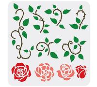 FINGERINSPIRE Vine Rose Stencil 30x30cm Rose Stencils for Painting Reusable Thorny Rose Drawing Stencil Rose Bud Stencil For Painting on Wall, Canvas, Furniture and Paper