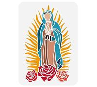 FINGERINSPIRE Virgin Mary Painting Stencil 11.7x8.3in Reusable Our Lady Drawing Template Religious Character Plastic Decorative Rosary Stencil for Painting on Wood, Canvas, Wall