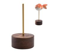 FINGERINSPIRE Walnut Wood Display Base 4.15x2.15cm Coconut Brown Color Round Wooden Stand Wood Action Figure Display Pedestals with 1Pc Golden Tone Brass Bars for Action Figures Models Display