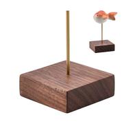 FINGERINSPIRE Walnut Wood Display Base 6.15x6.1x2.05cm Camel Color Square Wooden Base Wood Action Figure Display Pedestals with 1Pc Golden Tone Brass Bars for Action Figures Models Jewelry Display
