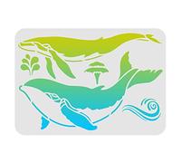 FINGERINSPIRE Whale Stencil 29.7x21cm Blue Whale Wall Stencils for Painting Reusable Killer Whale Painting Stencil Sea Ocean Creatures Stencils for Home Decoration