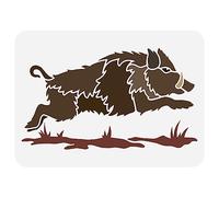 FINGERINSPIRE Wild Boar Painting Stencil 11.7x8.3 inch Reusable Running Pig Pattern Drawing Template Plastic Hollow Out Stencil for Painting on Wall Wood Furniture DIY Home Decoration