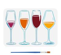 FINGERINSPIRE Wine Glasses Painting Template with Brush 29.7x21cm Goblets Painting Template Champagne Glasses Painting Stencil Various Goblets Painting Stencils Reusable DIY Art Craft Stencil