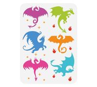 FINGERINSPIRE Wing Dragon Painting Stencil 21x29.7cm Reusable 6 Styles Pterosaur Pattern Drawing Template DIY Star Fire Dragon Silhouette Stencil for Painting on Wood Wall Fabric Furniture